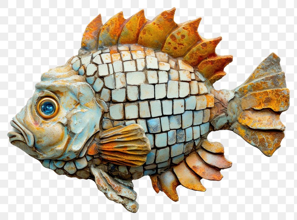 PNG  Rock heavy element Fish shape fish animal white background.