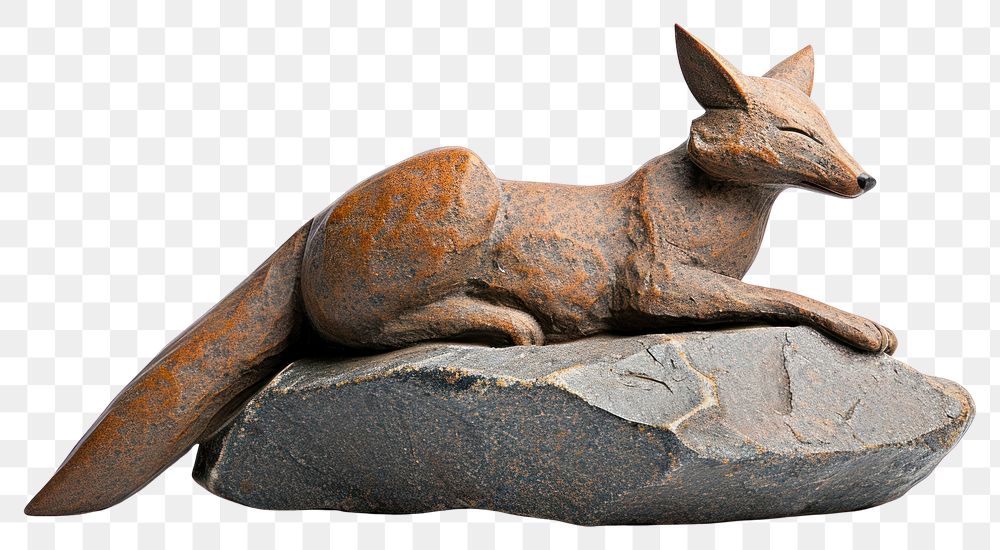 PNG  Rock heavy element Fox shape fox animal mammal.