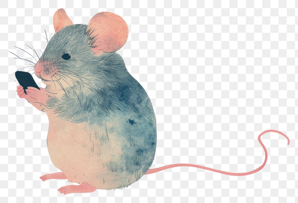 PNG Fat Mouse is using a mobile phone animal rat mammal.