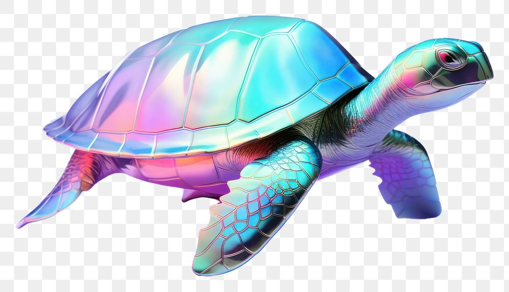 PNG 3d Marine Turtle holographic reptile animal turtle.