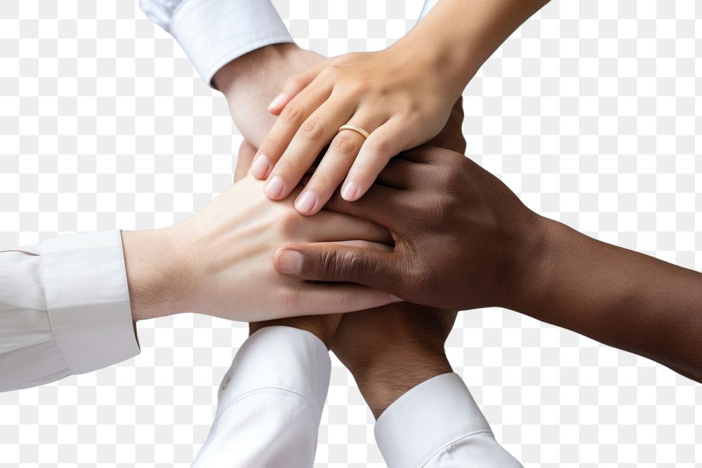 PNG  Business people putting their hands togetherness agreement massage. AI generated Image by rawpixel.