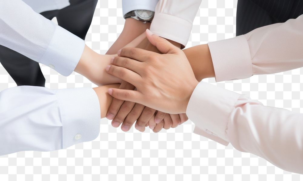 PNG  Business people putting their hands together togetherness cooperation agreement. AI generated Image by rawpixel.