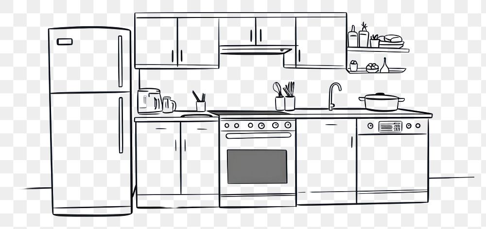 PNG  Kitchen appliance microwave drawing.