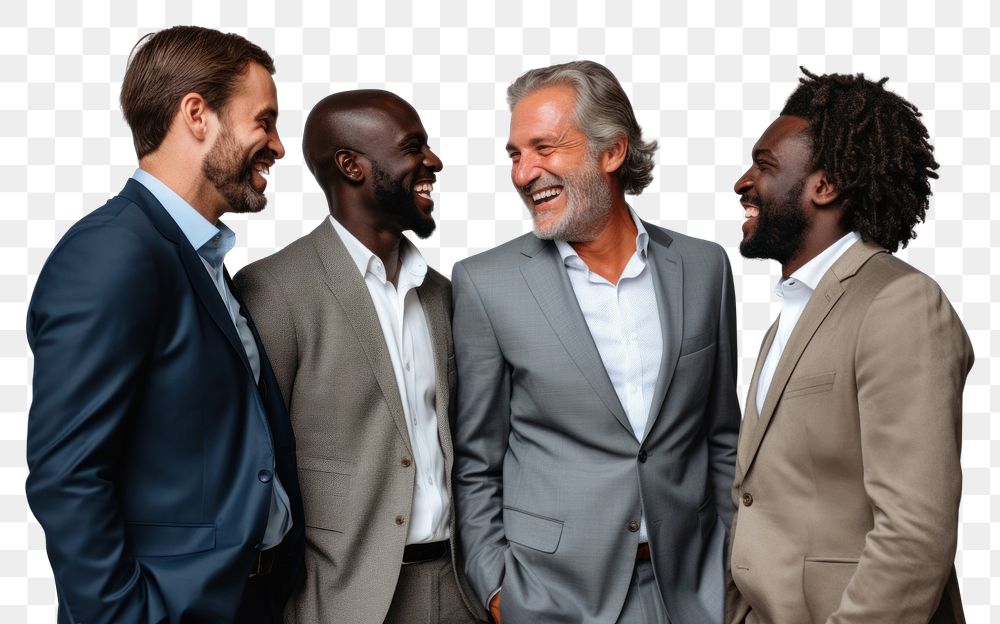 PNG African Business men laughing talking blazer.