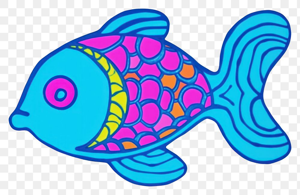 PNG Blue fish animal white background vibrant color. AI generated Image by rawpixel.