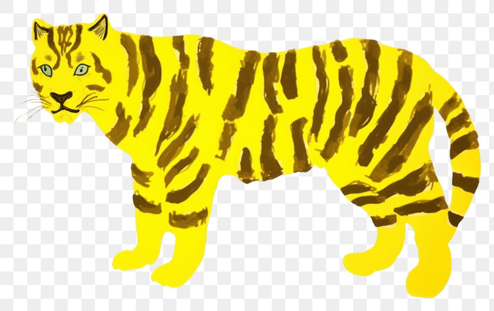 PNG Yellow tiger animal mammal white background. AI generated Image by rawpixel.