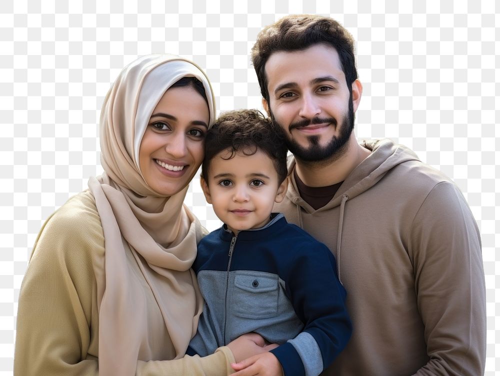 PNG  Happy Arabic family cheerful adult scarf. AI generated Image by rawpixel.