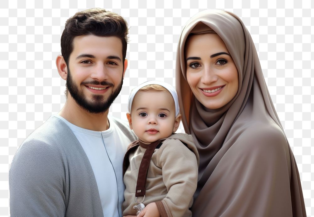 PNG  Happy Arabian family portrait adult baby. AI generated Image by rawpixel.