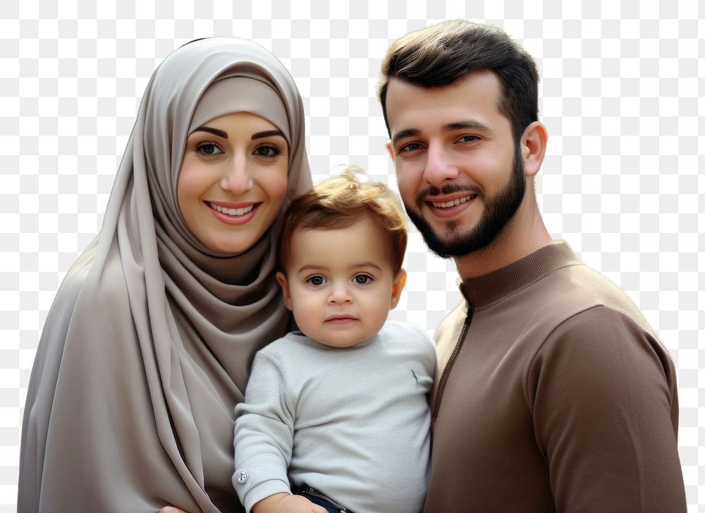 PNG  Happy Arabian family portrait adult photo