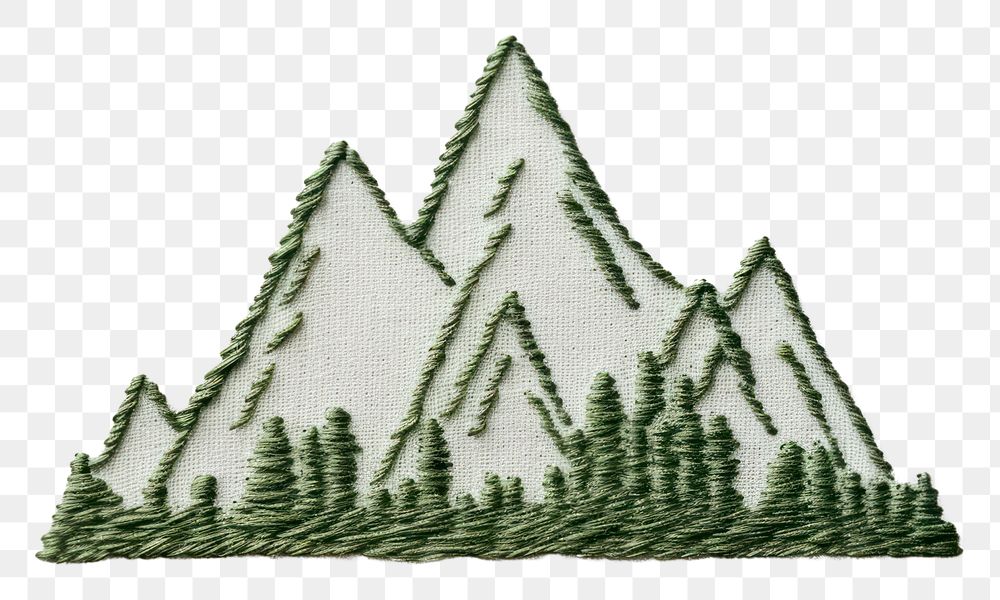 PNG  A piece of cute Mountain in embroidery style pattern accessories creativity.