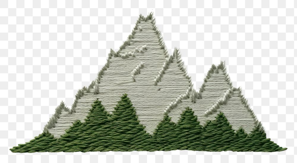 PNG  A piece of cute Mountain in embroidery style pattern creativity pinaceae.