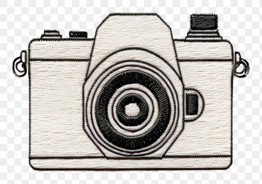 PNG  Camera icon in embroidery style photographing electronics accessories.