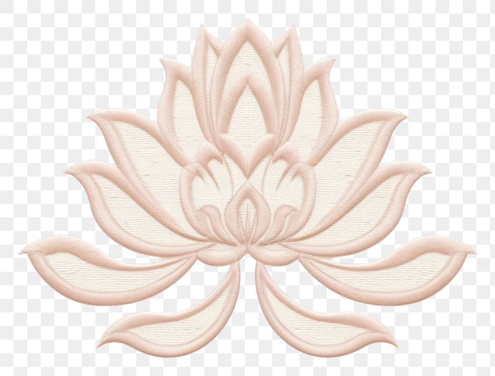 PNG  Cute minimal Lotus in embroidery style pattern white creativity.