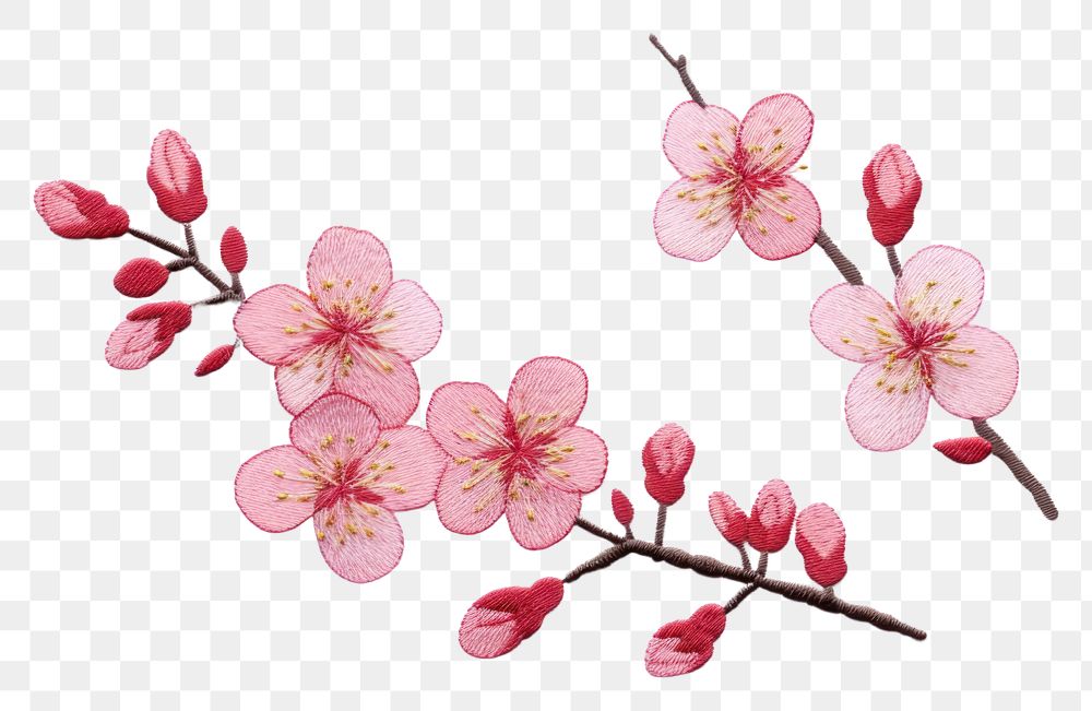 PNG  Cute Cherry blossom icon in embroidery style flower cherry plant.
