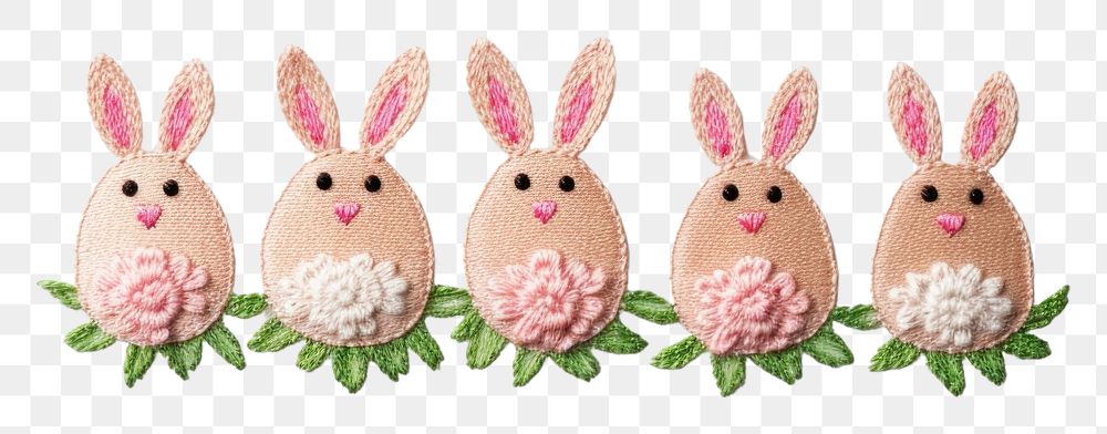 PNG  Cute easters in embroidery style representation celebration creativity.