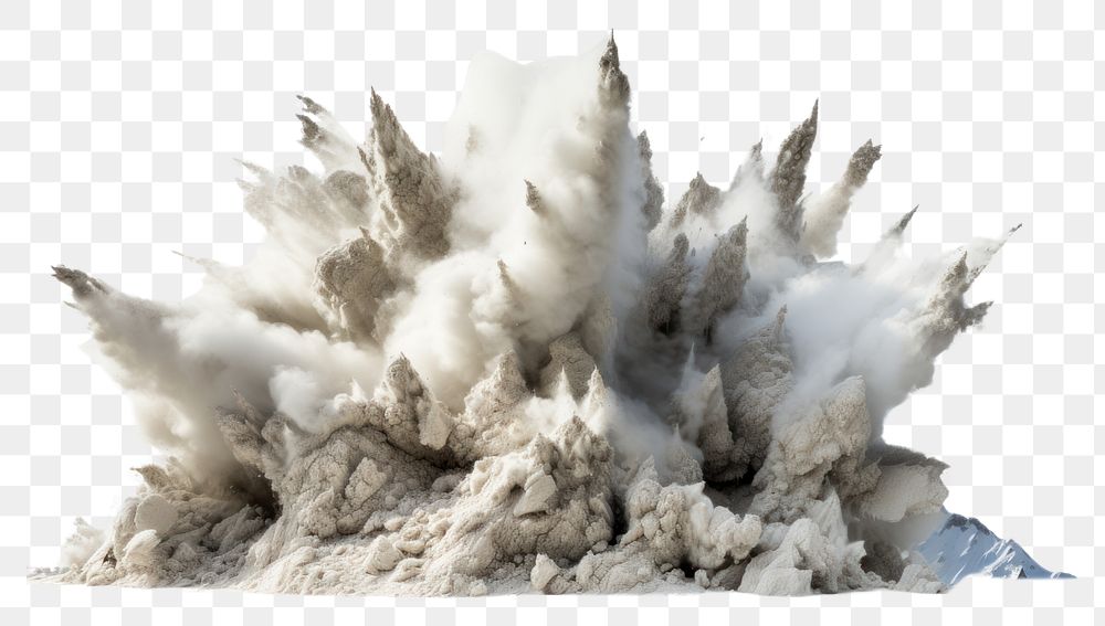PNG  Controlled avalanche explosion concrete and oil outdoors white background.