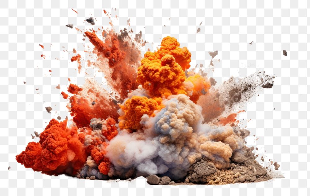 PNG  Explosion fire white background splattered.