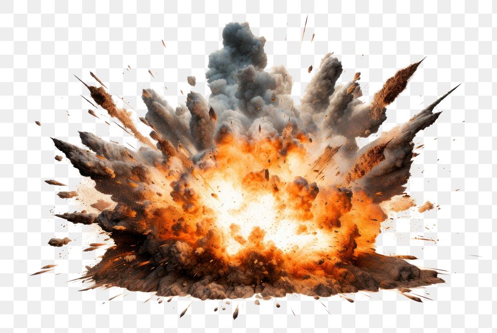 PNG  Explosion fire white background destruction.