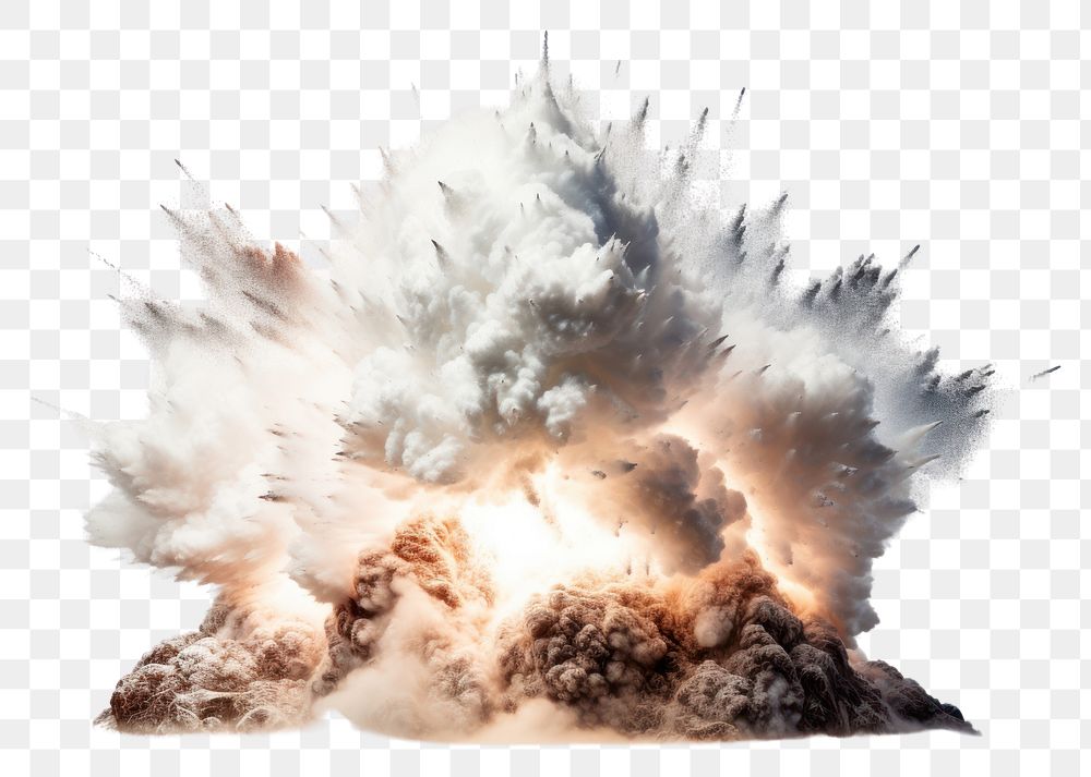PNG  Avalanche explosion outdoors white background destruction.
