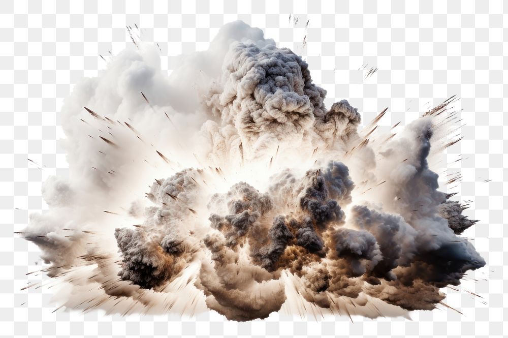 PNG  Avalanche explosion outdoors smoke white background.