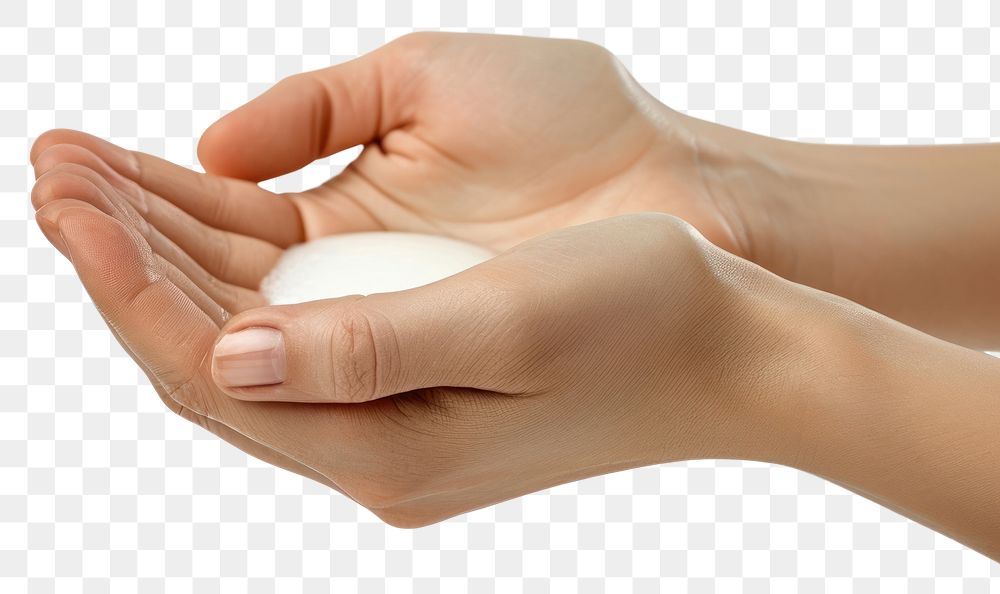 PNG  A woman hands with lotion finger white background medicine.