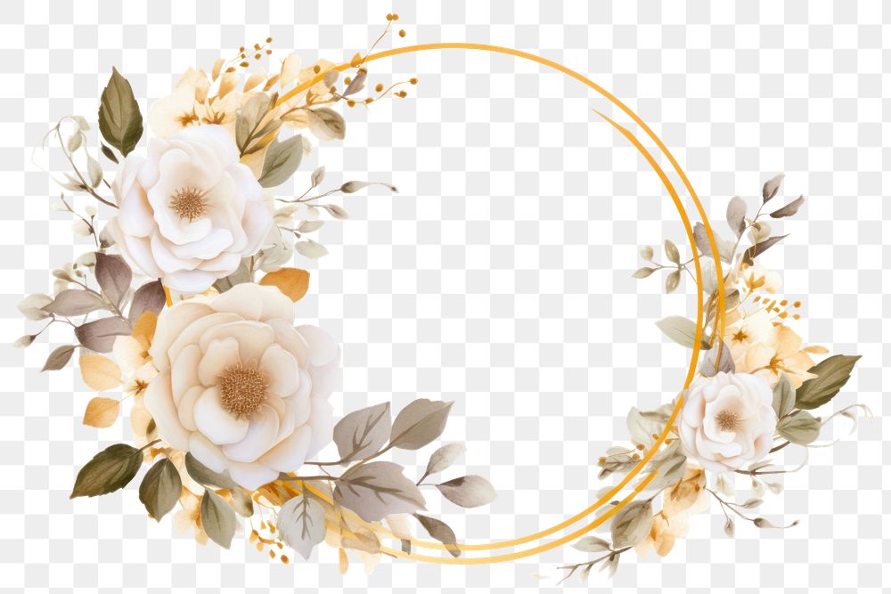 PNG Rose flower watercolor frame wreath rose pattern plant.