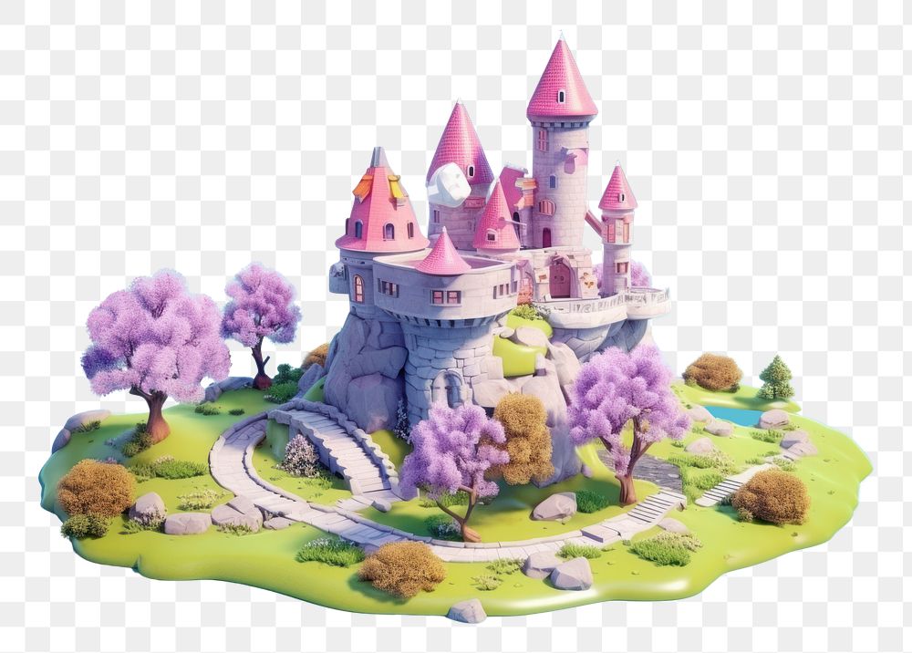 PNG  Cute colorfull fairy castle in spring outdoors nature purple.
