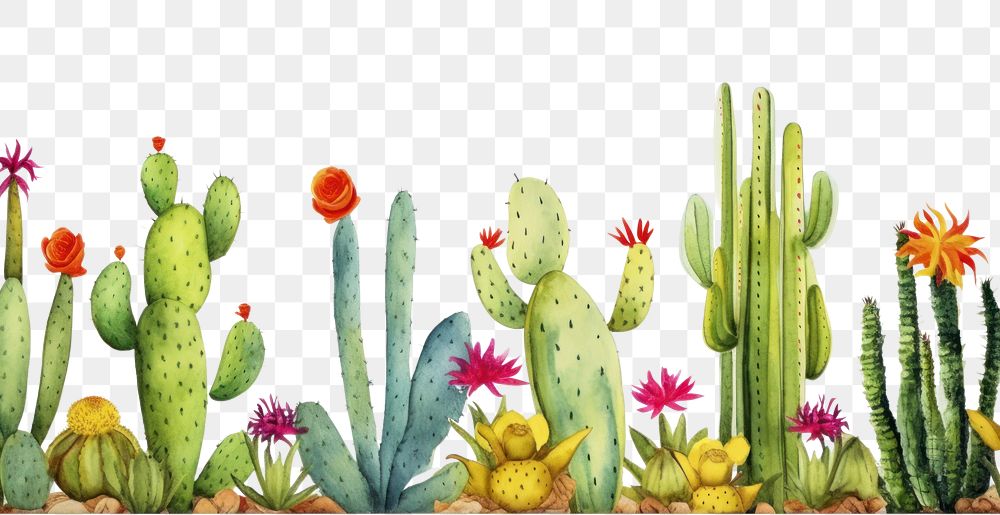 PNG Cactus border plant white background creativity.