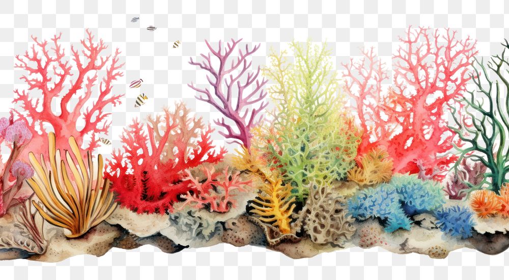 PNG Coral reef border outdoors aquarium nature.