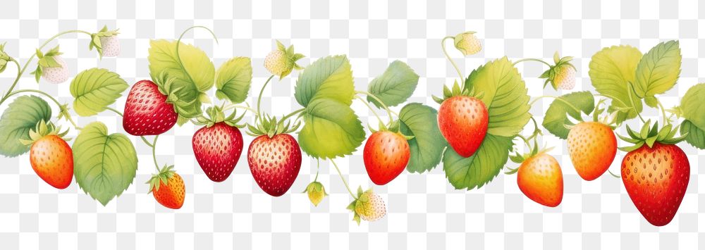 PNG Strawberries border strawberry fruit plant.