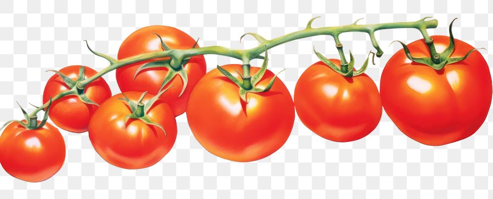 PNG Tomatos border vegetable fruit plant.