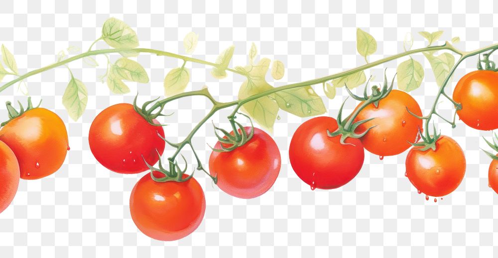 PNG Tomatos border vegetable fruit plant.