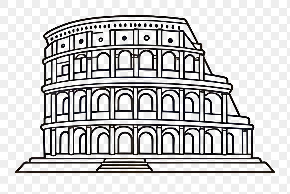 PNG  Colosseum rome sketch architecture amphitheater. AI generated Image by rawpixel.