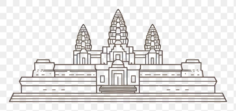 PNG  Angkor Wat drawing sketch spirituality. AI generated Image by rawpixel.