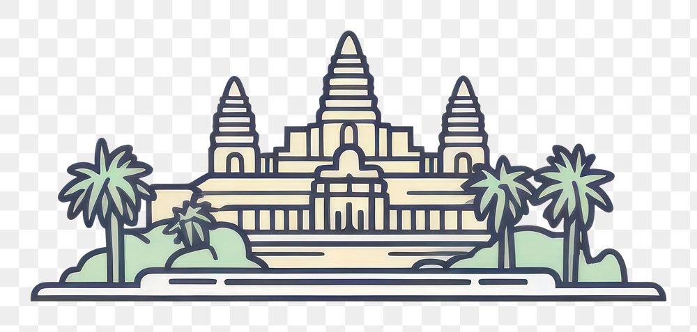 PNG Angkor Wat sketch line spirituality. AI generated Image by rawpixel.