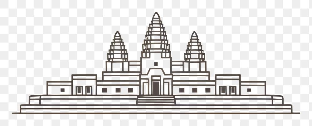 PNG  Angkor Wat drawing sketch line. AI generated Image by rawpixel.