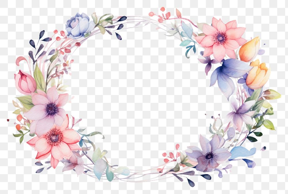 PNG Watercolor Floral Frame pattern circle flower.