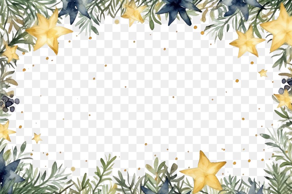 PNG Christmas stars card frame christmas pattern plant.