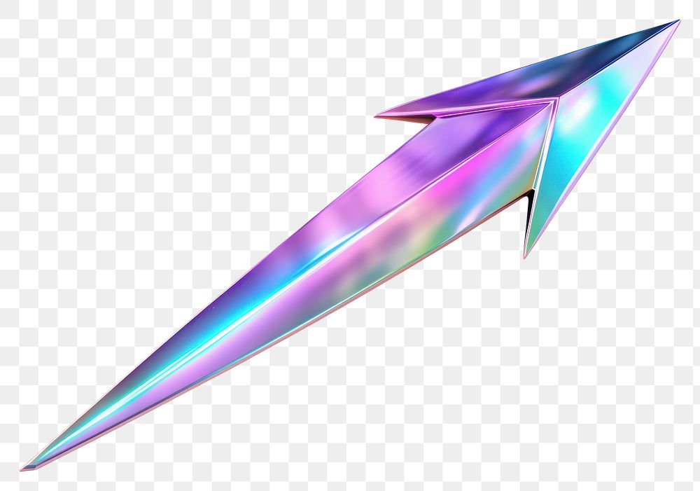 PNG  Arrow iridescent origami white background lightweight.