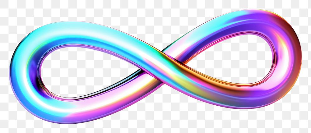 PNG  Infinity sign iridescent shape white background futuristic.
