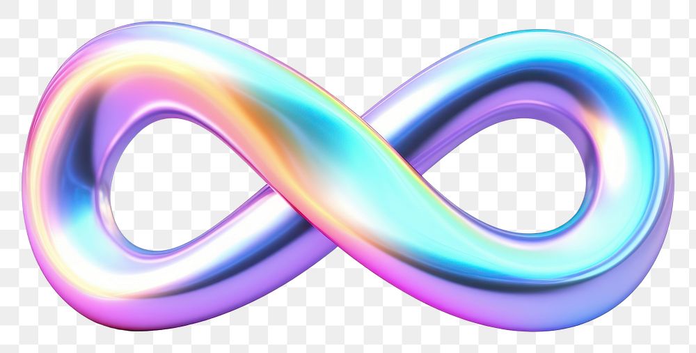 PNG  Infinity sign iridescent shape white background abstract.