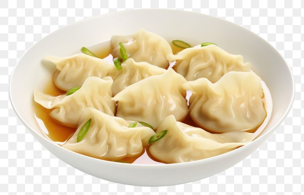 PNG Wonton soup chinese dumpling plate food. AI generated Image by rawpixel.