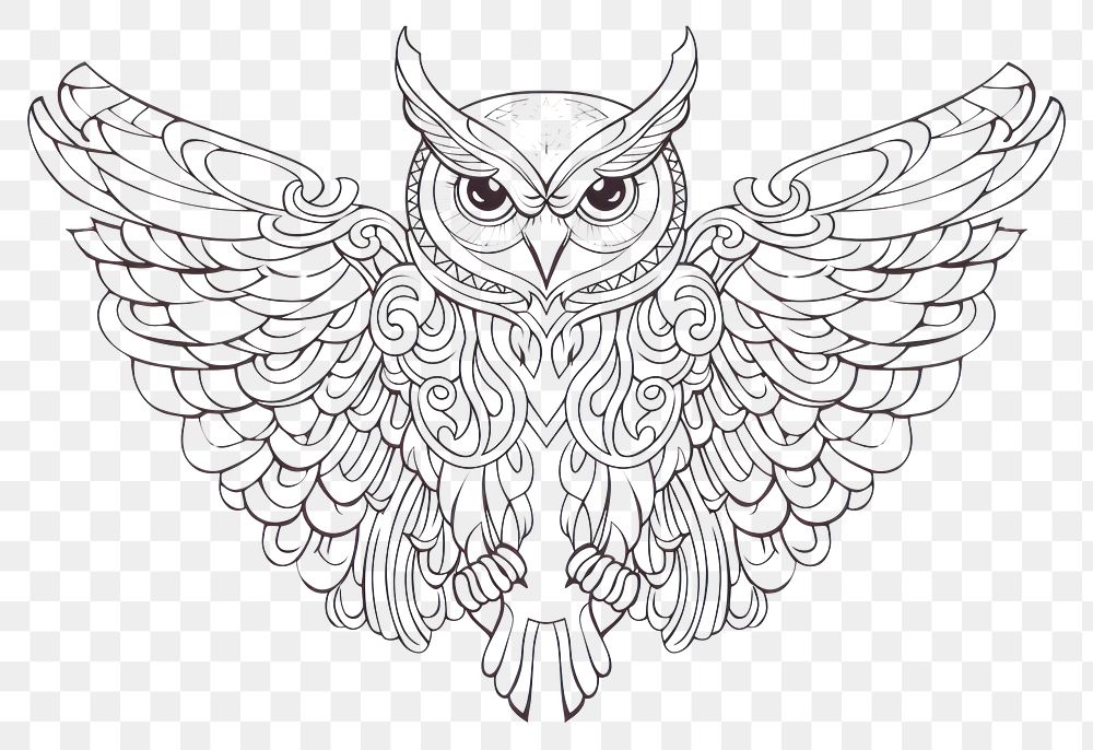 PNG Owl winged sketch drawing doodle. AI generated Image by rawpixel.