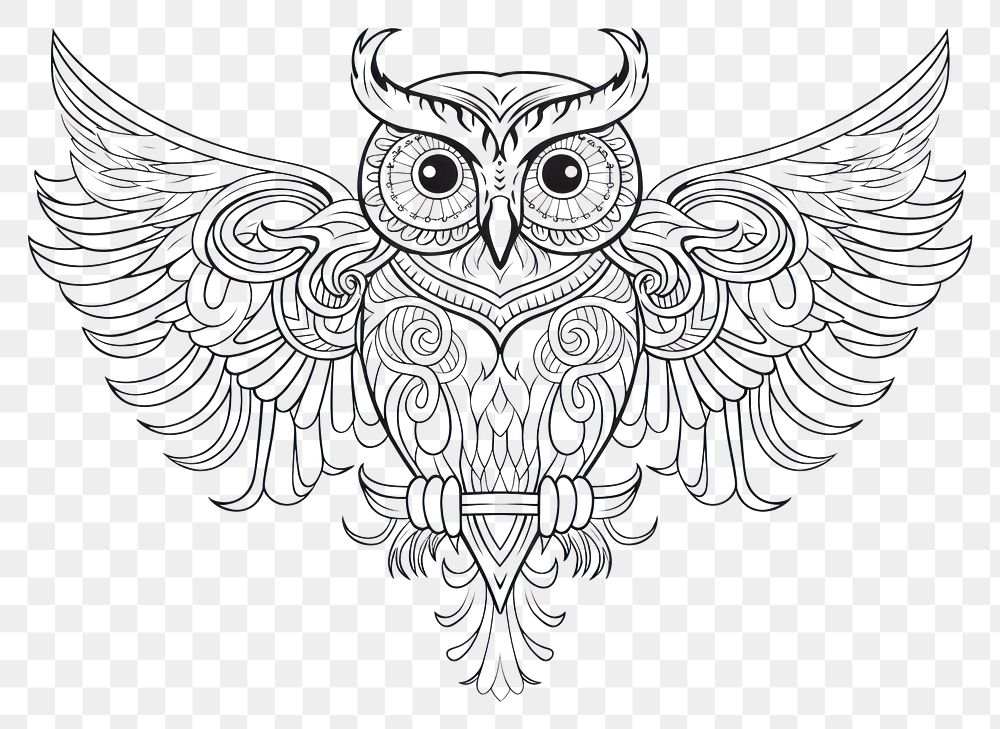 PNG Owl winged sketch doodle drawing. 