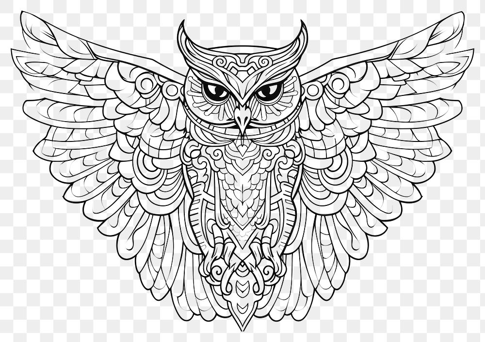 PNG Owl winged sketch doodle drawing. AI generated Image by rawpixel.