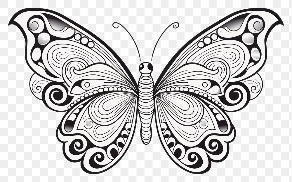 PNG Butterfly sketch doodle pattern. AI generated Image by rawpixel.