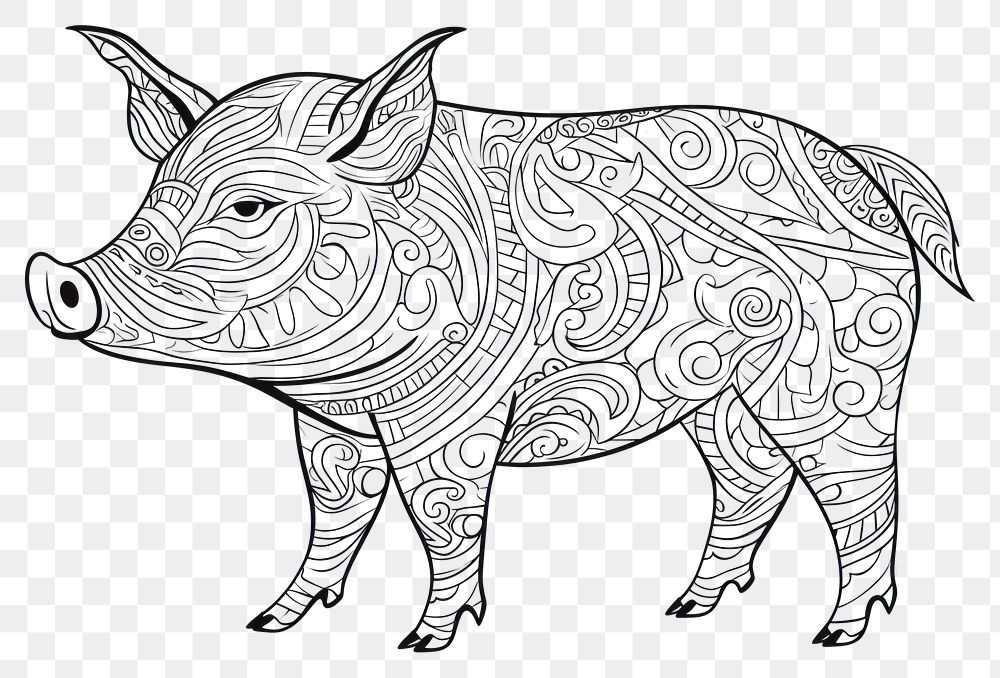 PNG Pig sketch drawing animal. AI generated Image by rawpixel.