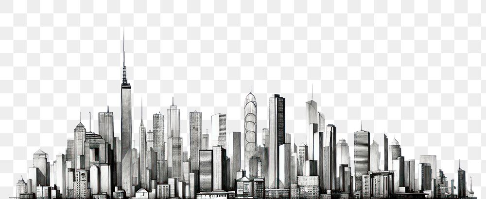 PNG  Building skyline drawing metropolis sketch.