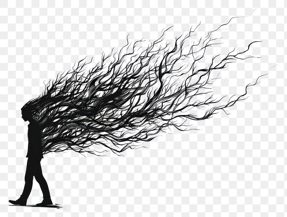 PNG Burning branch drawing silhouette sketch.