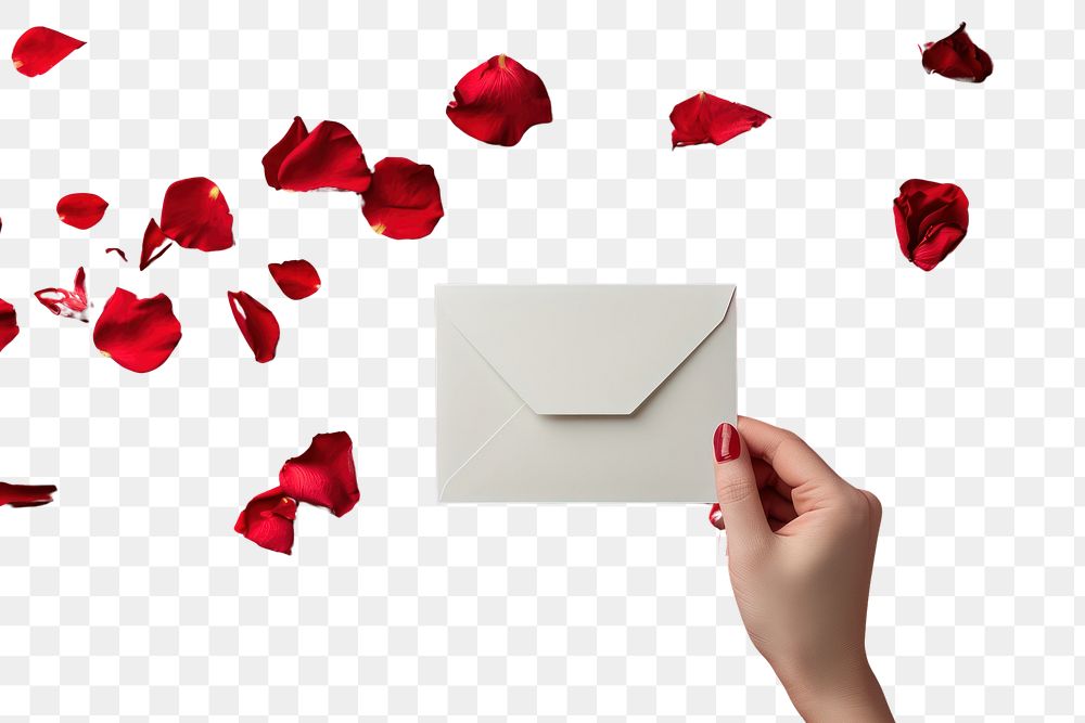 PNG Envelope mockup holding petal hand.